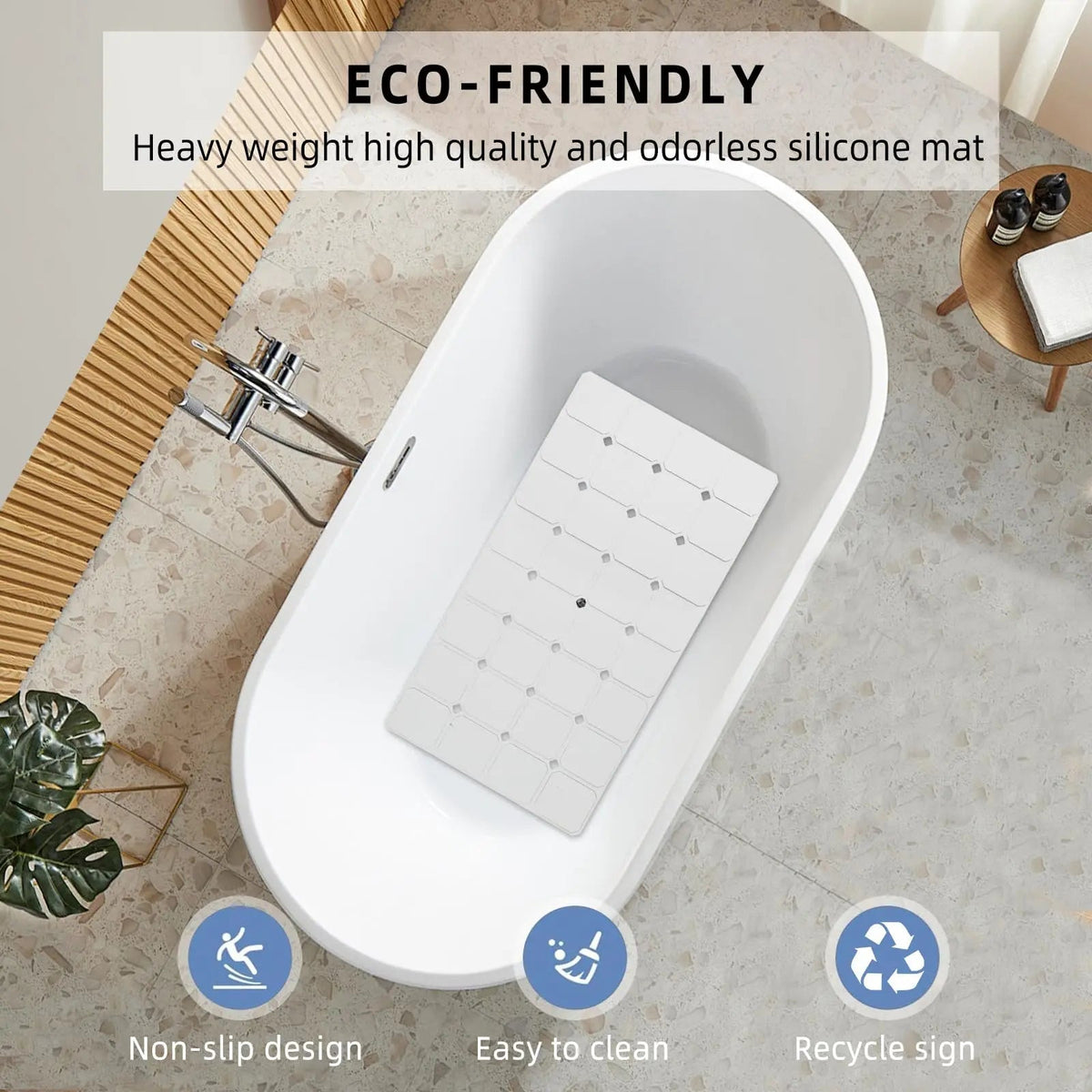 Silicone Foldable Tub Mat with Strong Suction Cups