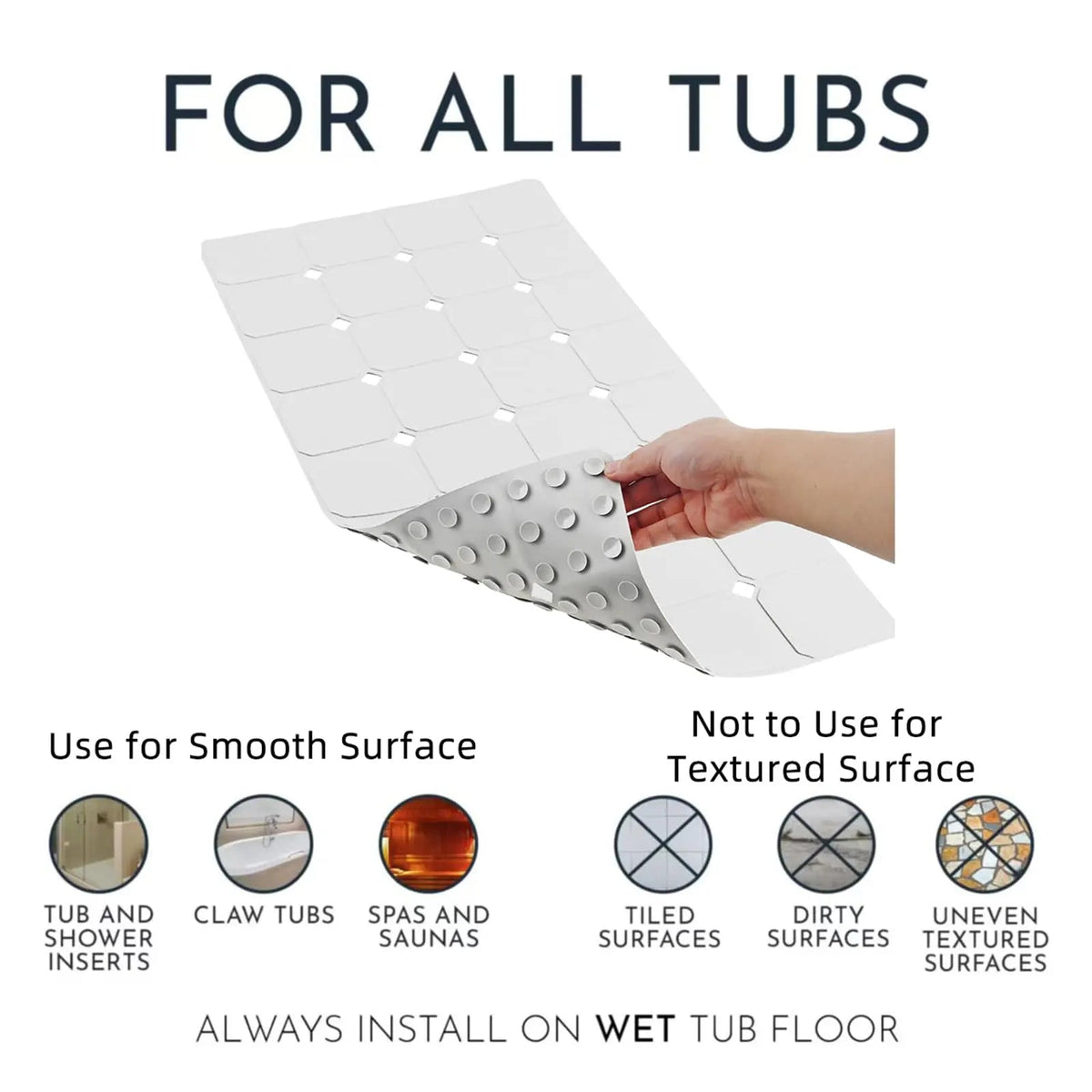 Silicone Foldable Tub Mat with Strong Suction Cups