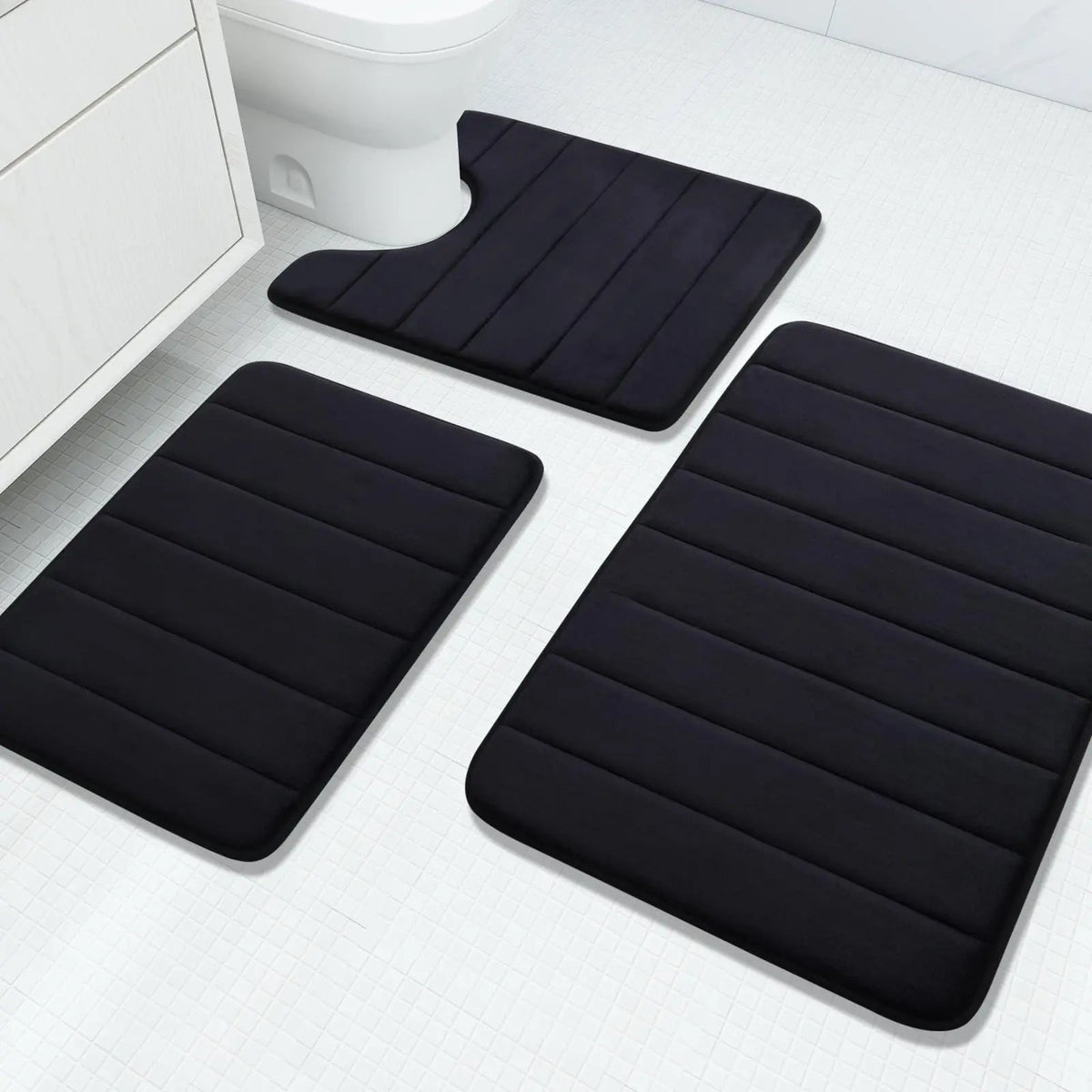 Memory Foam Bathroom Rug Set – 3 Pieces