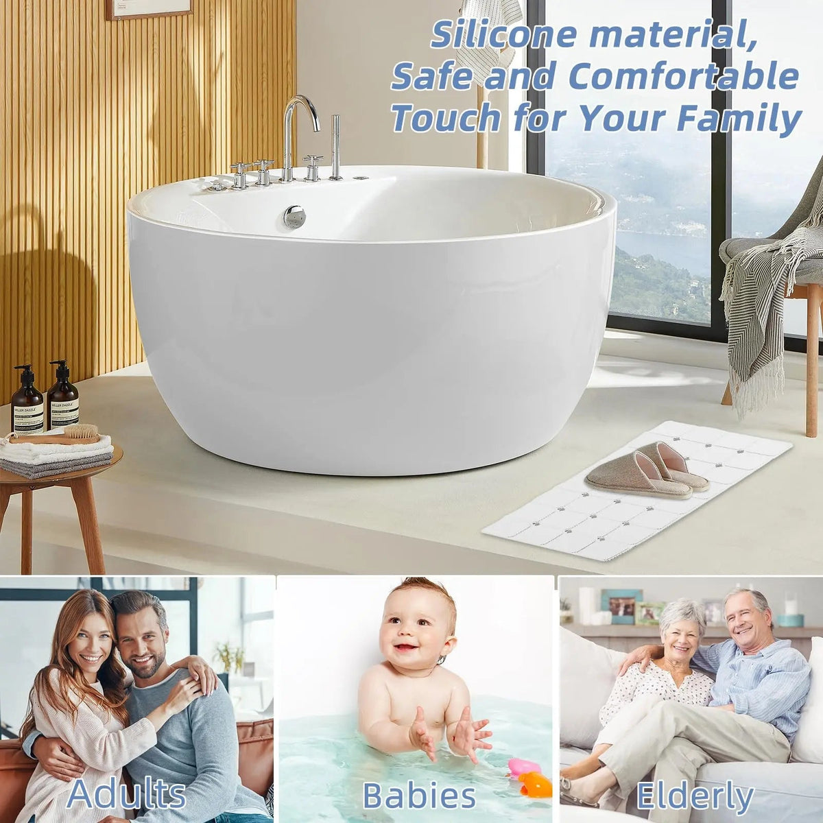 Silicone Foldable Tub Mat with Strong Suction Cups