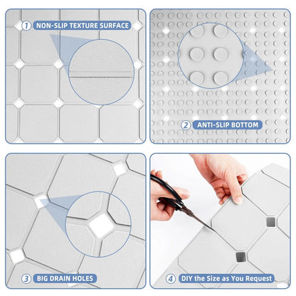 Silicone Foldable Tub Mat with Strong Suction Cups