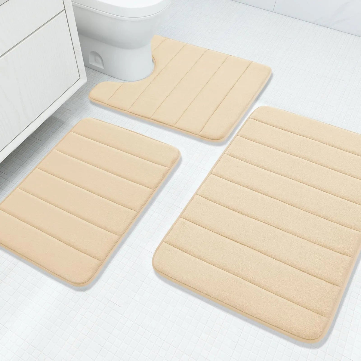 Memory Foam Bathroom Rug Set – 3 Pieces