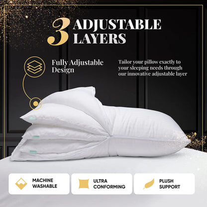 Adjustable Layered Pillow with Cooling Fabric