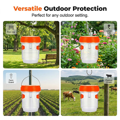 Solar-powered wasp trap with anti-escape design