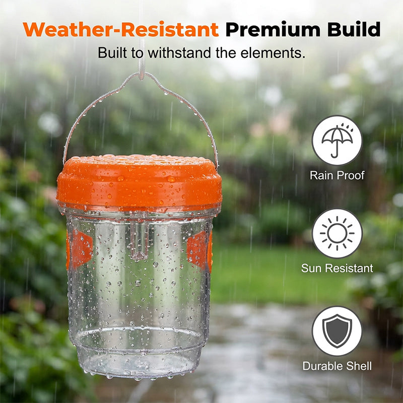 Solar-powered wasp trap with anti-escape design