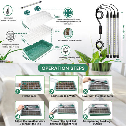 Seed Starter Tray with LED Grow Lights