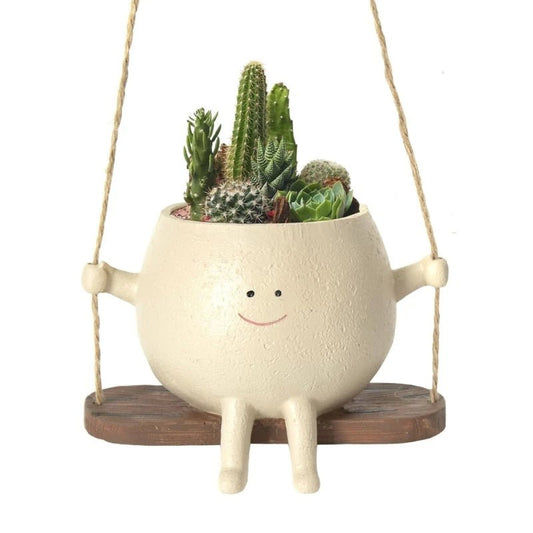 Swing Face Hanging Planter – Resin Succulent Pot