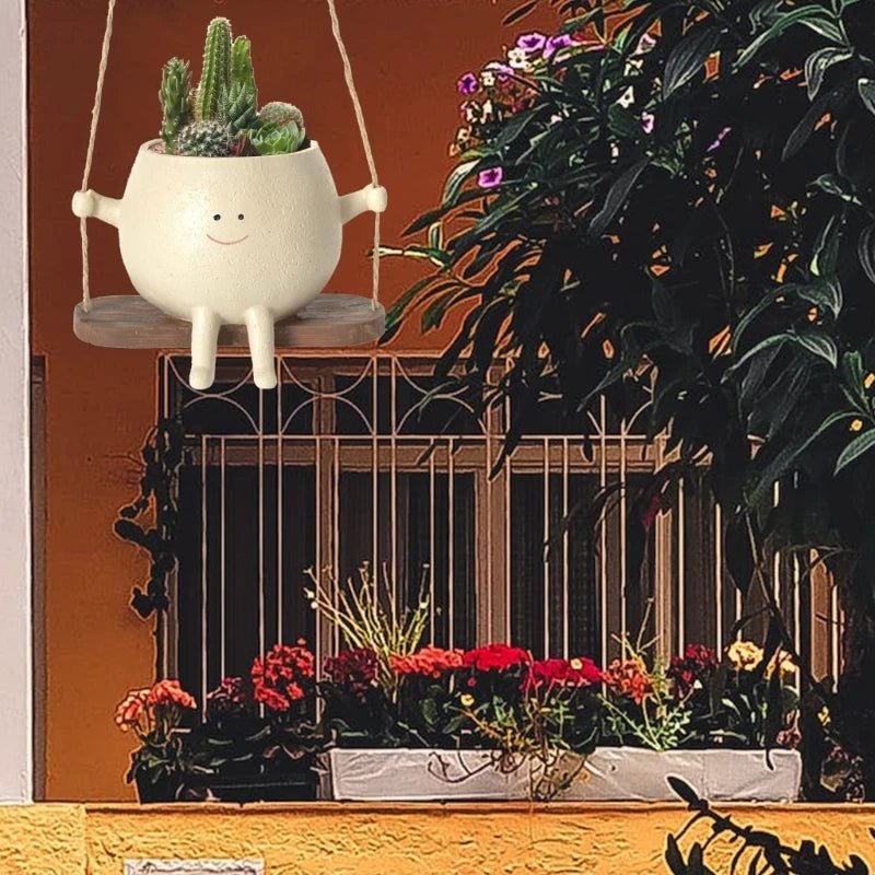 Swing Face Hanging Planter – Resin Succulent Pot