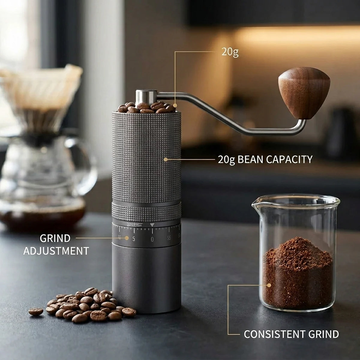 Manual Coffee Grinder 7-Core Steel for Espresso & Drip