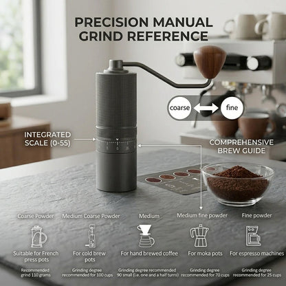 Manual Coffee Grinder 7-Core Steel for Espresso & Drip