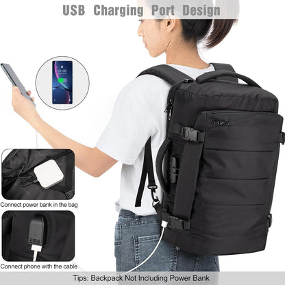 40L Water-Resistant Travel Laptop Backpack with USB Port & Lock