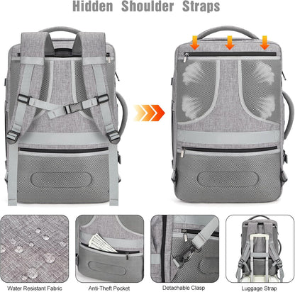 40L Water-Resistant Travel Laptop Backpack with USB Port & Lock