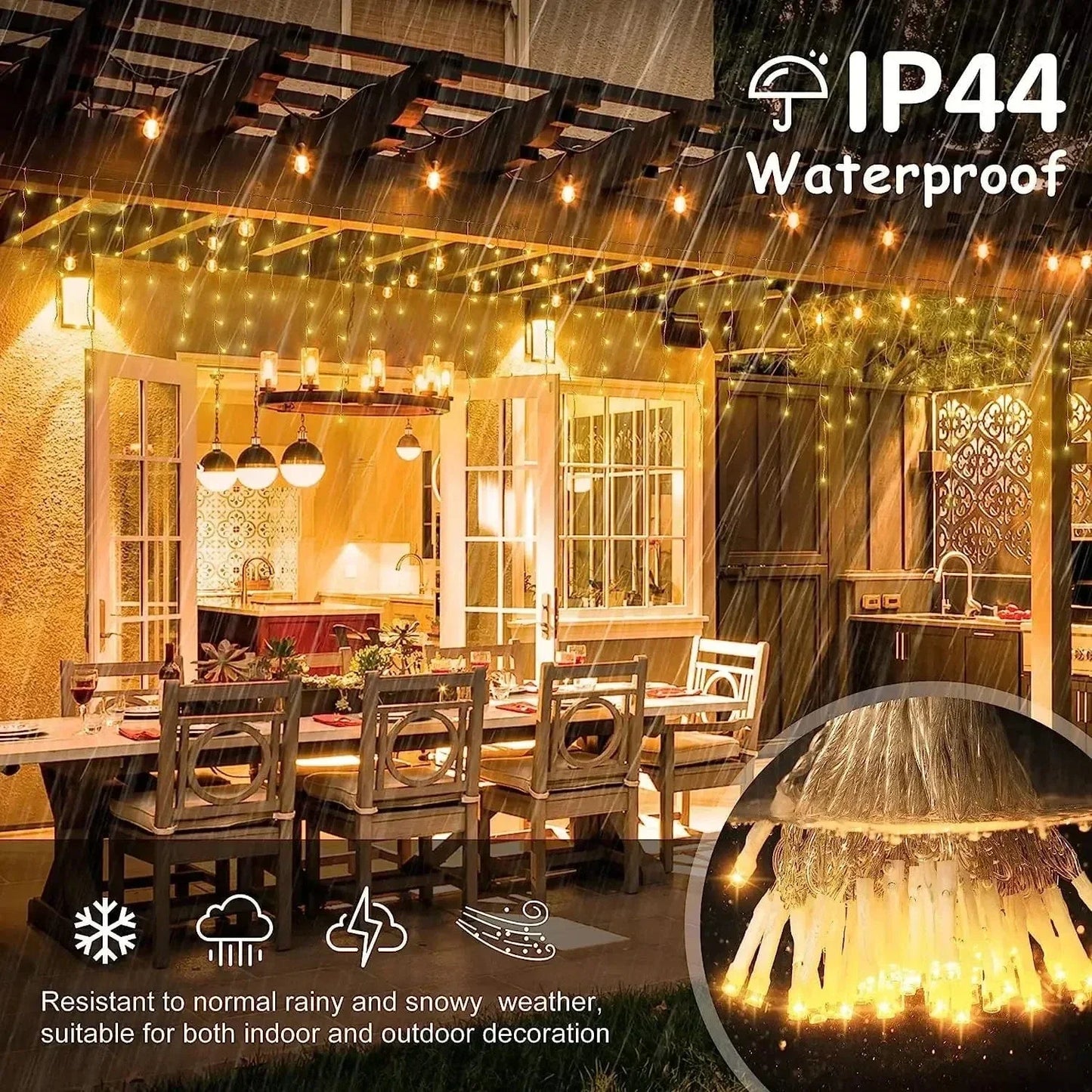 LED Icicle String Lights Indoor Outdoor Decor