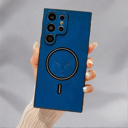 Magnetic Leather Samsung Case Wireless Charging Cover