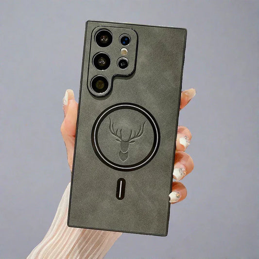 Magnetic Leather Samsung Case Wireless Charging Cover