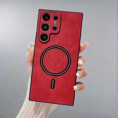 Magnetic Leather Samsung Case Wireless Charging Cover
