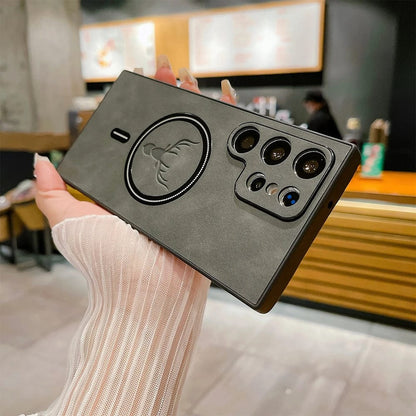 Magnetic Leather Samsung Case Wireless Charging Cover