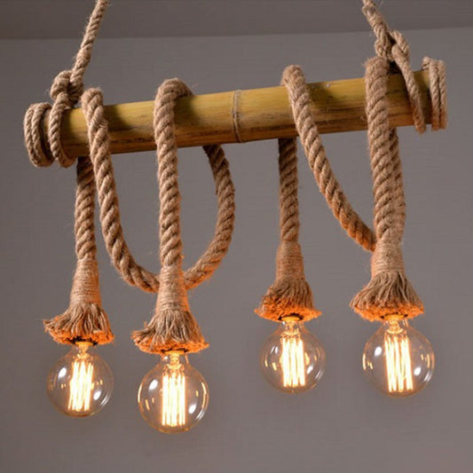 Vintage Rope Pendant Lamp – Bamboo Chandelier