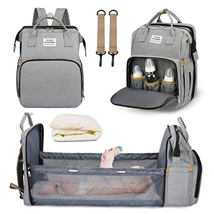 Baby Changing Backpack with Fold-Out Travel Bed & Insulated Pockets
