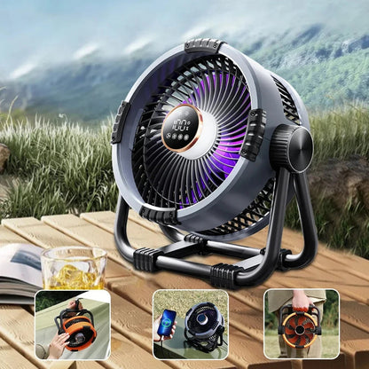 WyniDora 3-in-1 Portable Camping Fan with Night Light & Power Bank