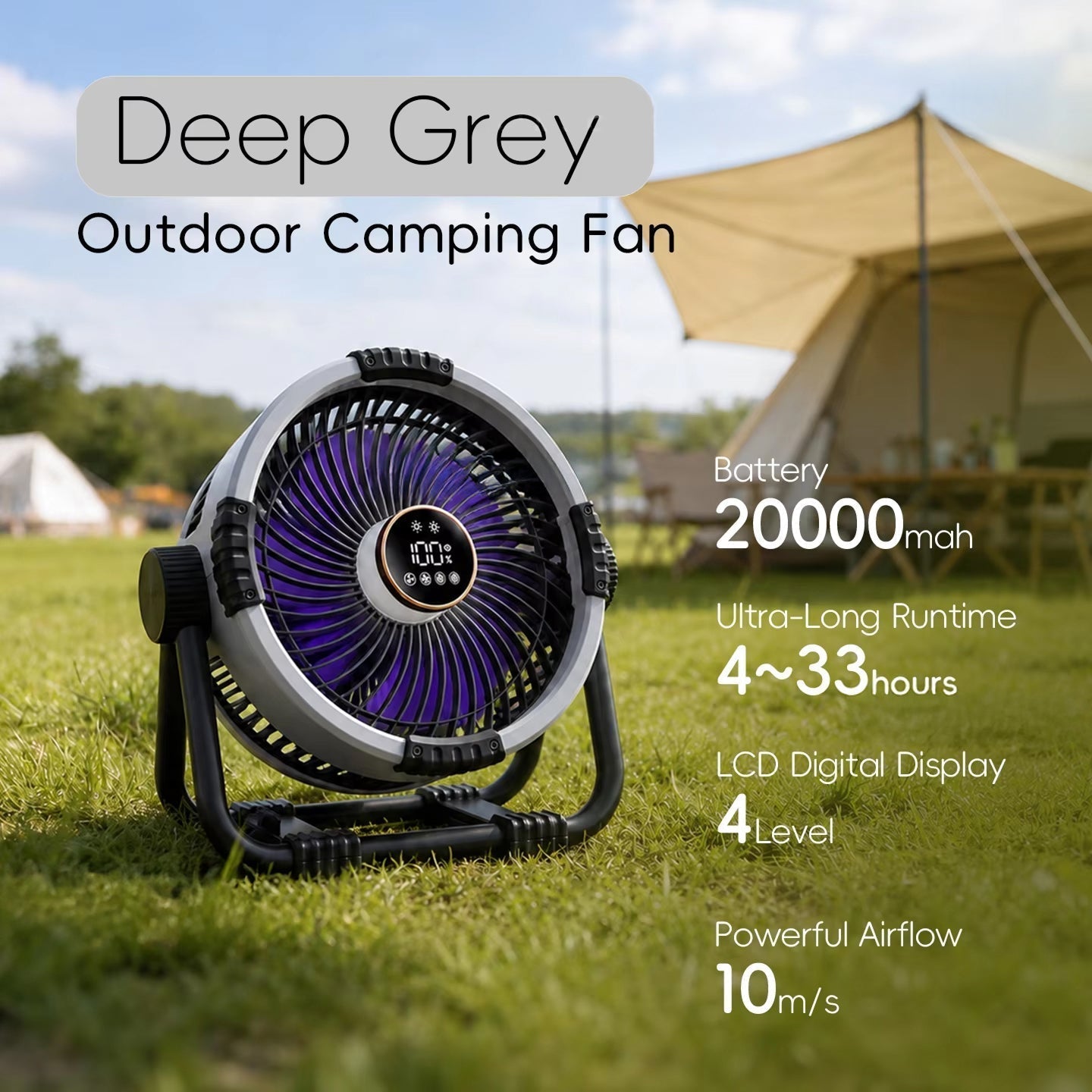 WyniDora 3-in-1 Portable Camping Fan with Night Light & Power Bank